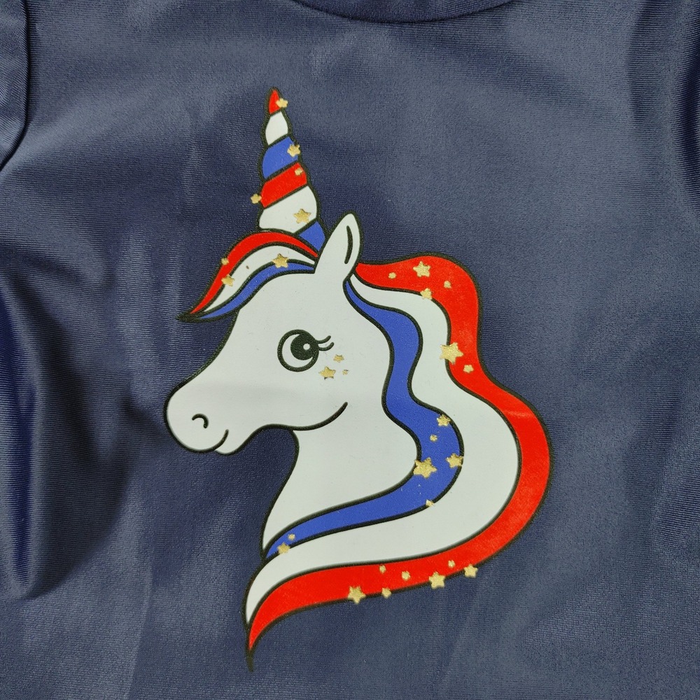 Cat Jack Toddler Girls Navy Unicorn‎ Swimsuit Rash Guard Bikini Set 12M - Picture 3 of 11